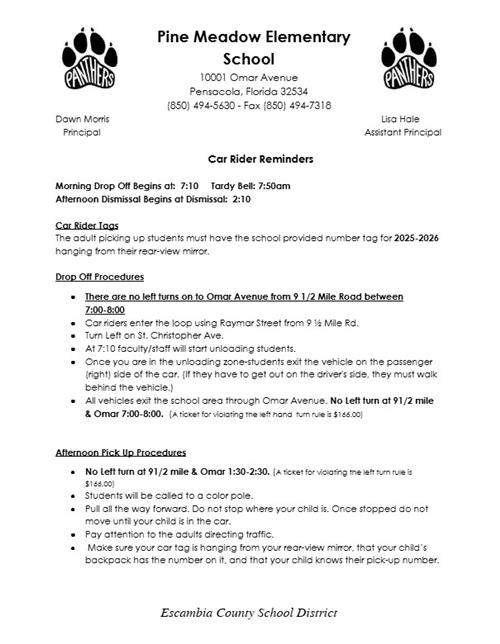 Car Rider Reminders p1
